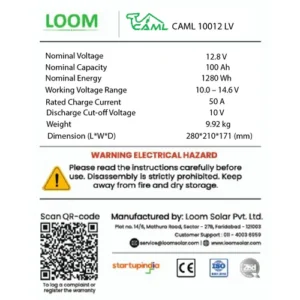 CAML 12.8 V 100 Ah, 1.28 kWh LiFePO4 – Lithium Battery