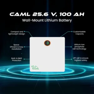 CAML 25.6 V 100 Ah, 2.56 kWh LiFePO4 Wall-Mount – Lithium Battery